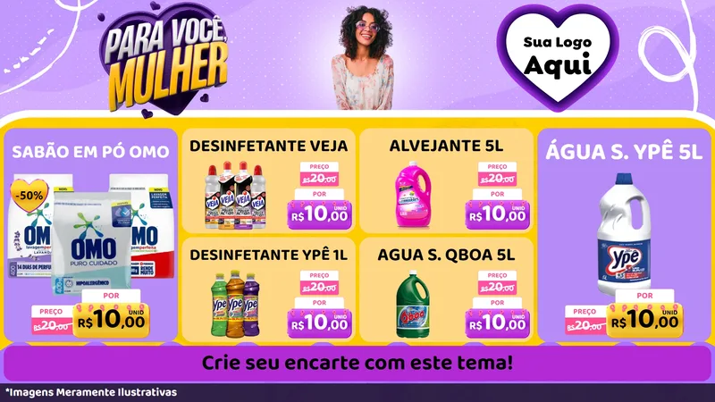 Modelo de TV para TV Horizontal com o tema Para Você, Mulher para Produtos de Limpeza