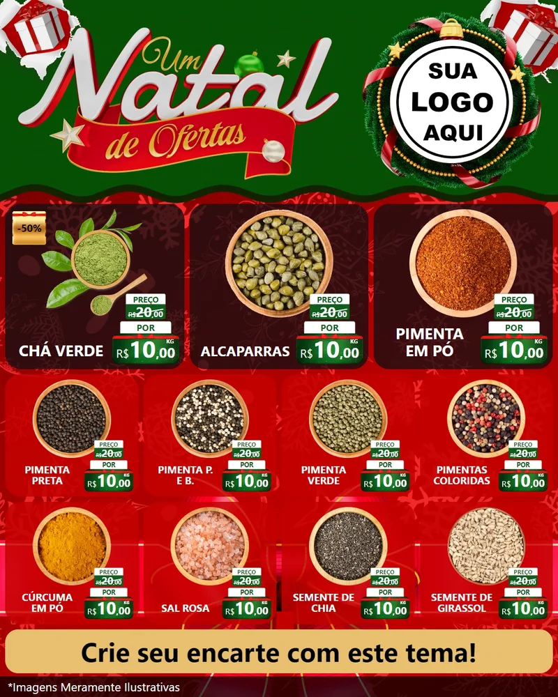 Modelo de Rede Social para Feed Instagram com o tema Um Natal de Ofertas para Produtos Naturais