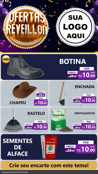 Modelo de TV para TV Vertical com o tema Ofertas de Réveillon para Agropecuária