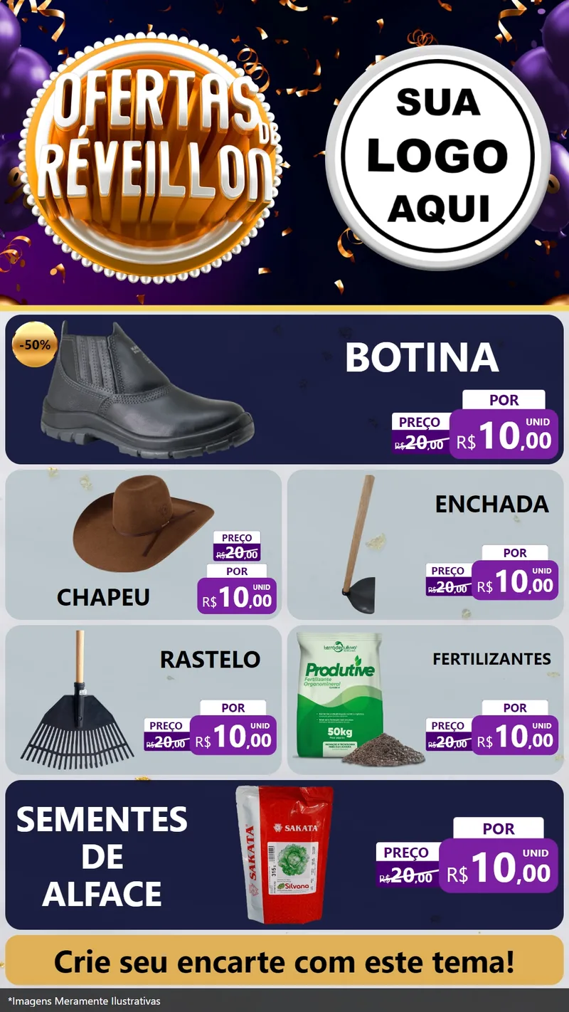 Modelo de TV para TV Vertical com o tema Ofertas de Réveillon para Agropecuária