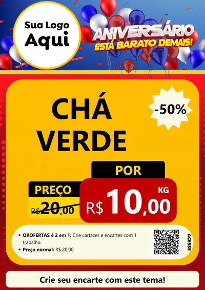 Modelo de Cartaz para Cartaz A4 Vertical com o tema Aniversário para Produtos Naturais