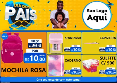 Modelo de Encarte para Encarte A4 Horizontal com o tema Dia dos Pais para Papelaria