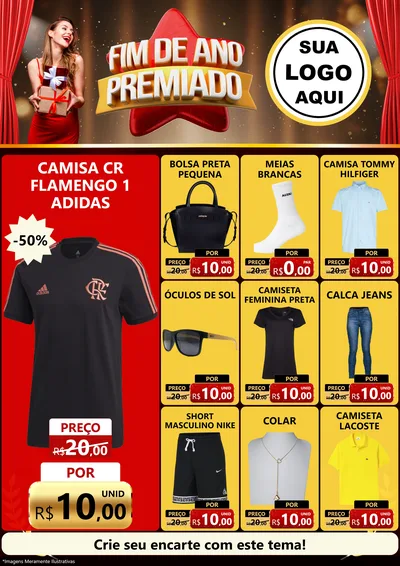 Modelo de Encarte para Encarte A4 Vertical com o tema Fim de Ano Premiado para Roupas e acessórios