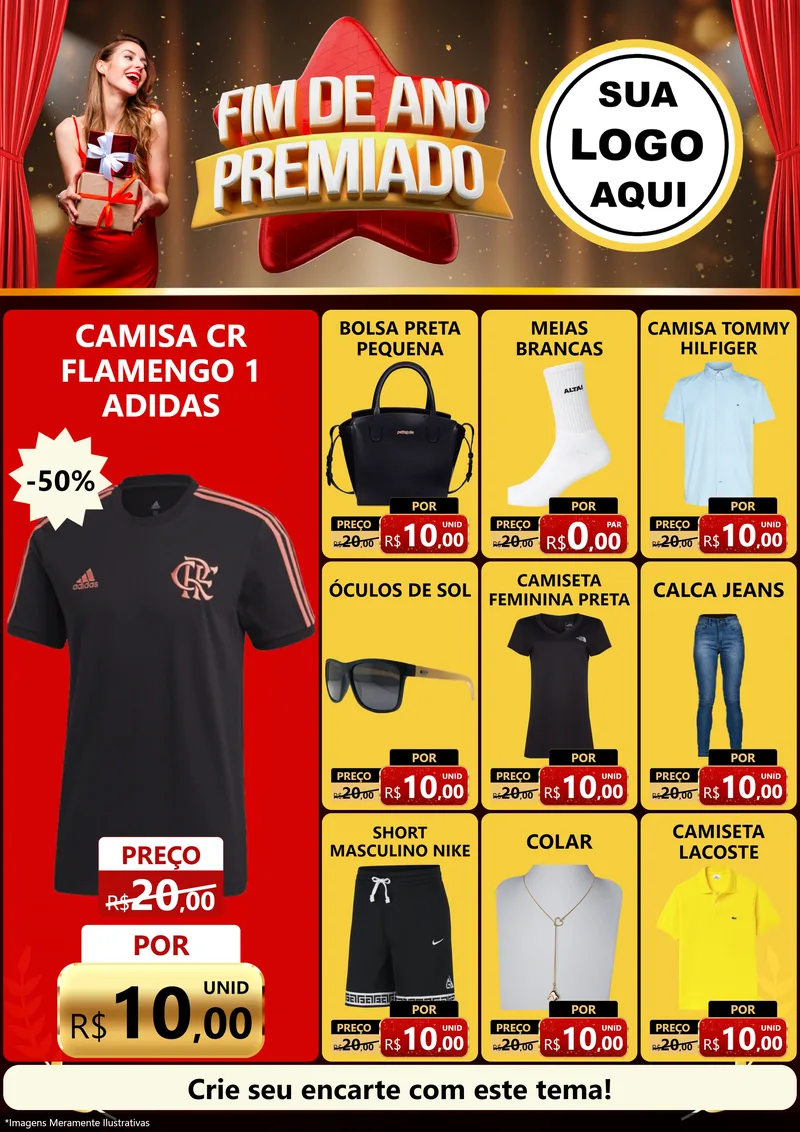 Modelo de Encarte para Encarte A4 Vertical com o tema Fim de Ano Premiado para Roupas e acessórios