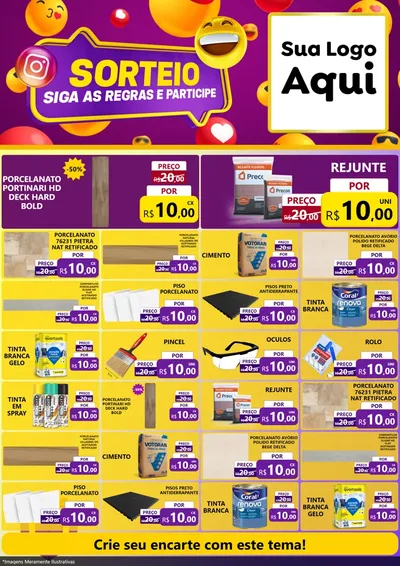 Modelo de Encarte para Encarte A4 Vertical com o tema Sorteio para Pisos e revestimentos