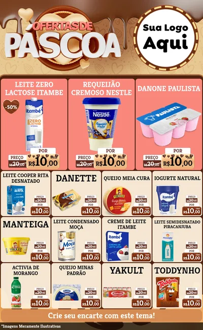 Modelo de Encarte para Encarte Grande com o tema Ofertas de Páscoa para Frios e Laticínios