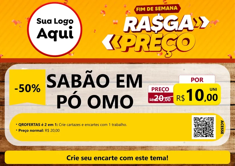 Modelo de Cartaz para Cartaz A4 Horizontal com o tema Fim de Semana Rasga Preços para Produtos de Limpeza