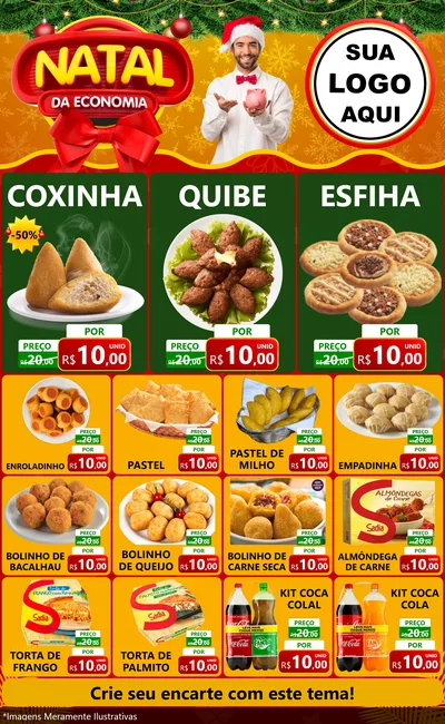 Modelo de Encarte para Encarte Grande com o tema Natal da Economia para Salgadaria