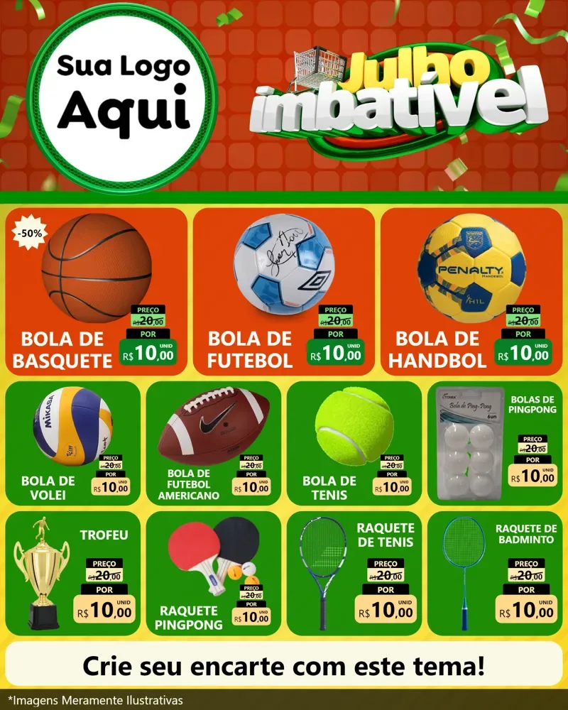 Modelo de Rede Social para Feed Instagram com o tema Julho Imbatível para Artigos Esportivos