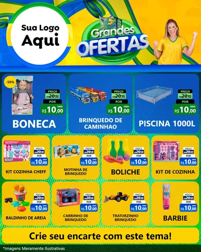Modelo de Rede Social para Feed Instagram com o tema Grandes Ofertas para Brinquedos