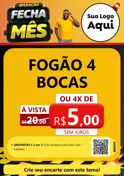 Modelo de Cartaz para Cartaz A4 Vertical com o tema Operação Fecha Mês para Móveis e Eletro