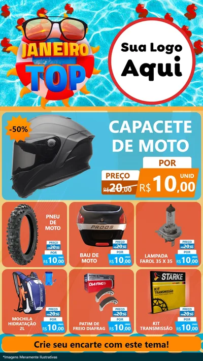 Modelo de Rede Social para Stories com o tema Janeiro Top para Moto peças