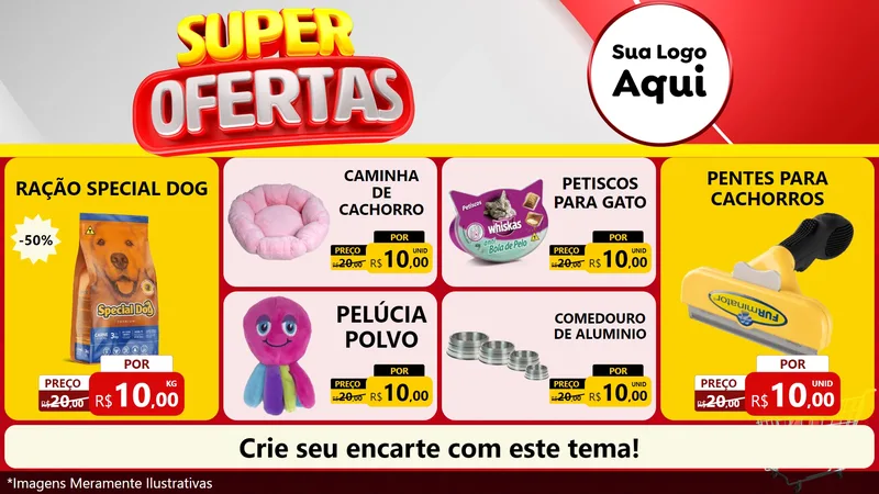 Modelo de TV para TV Horizontal com o tema Super Ofertas para Pet Shop