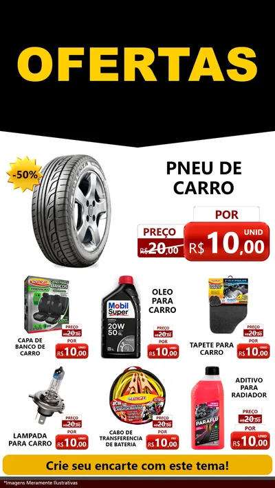Modelo de Rede Social para Stories com o tema Ofertas Preto e Vermelho Cartaz para Auto peças