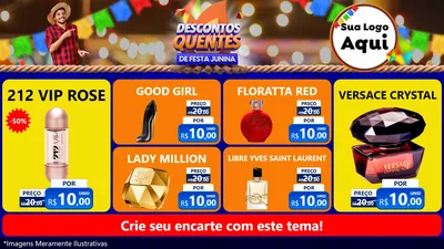 Modelo de TV para TV Horizontal com o tema Descontos Quentes de Festa Junina para Perfumes