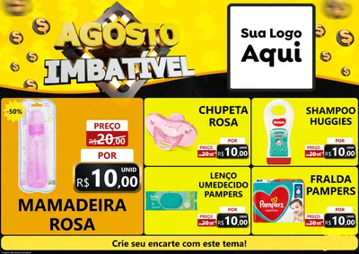 Modelo de Encarte para Encarte A4 Horizontal com o tema Agosto Imbatível para Bebês