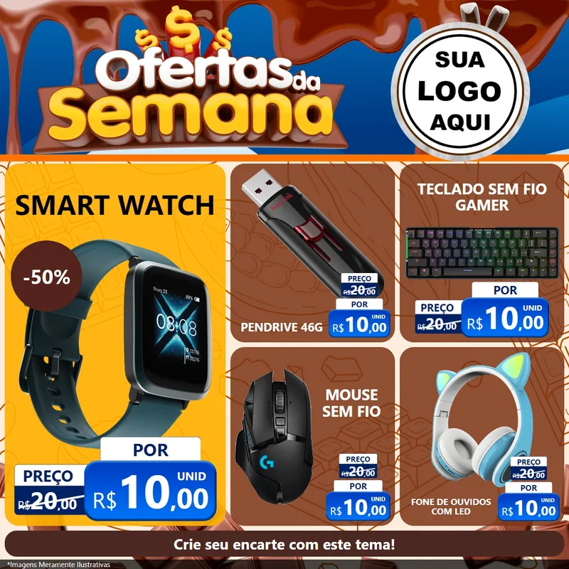 Modelo de Rede Social para Feed Facebook com o tema Ofertas da Semana - Páscoa para Informática