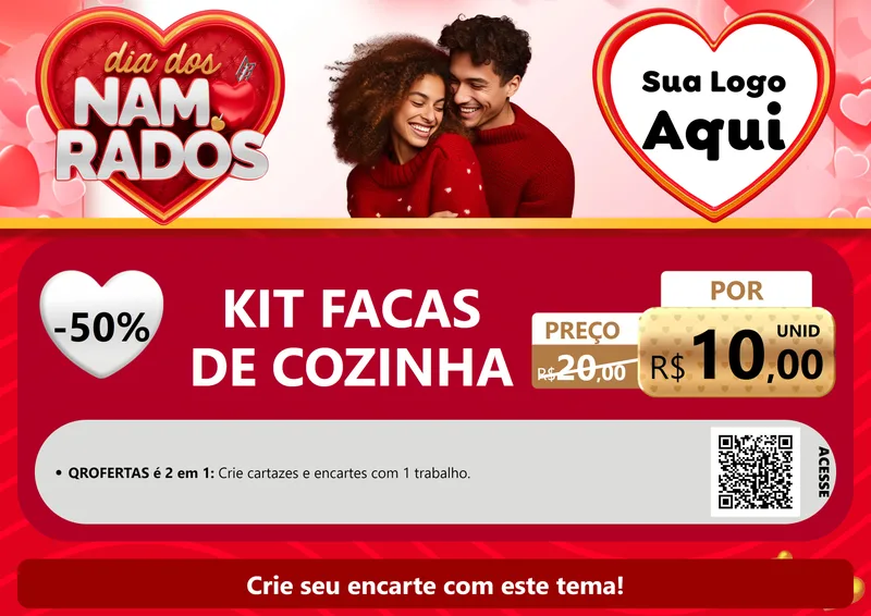 Modelo de Cartaz para Cartaz A4 Horizontal com o tema Dia dos Namorados para Utilidades Domésticas