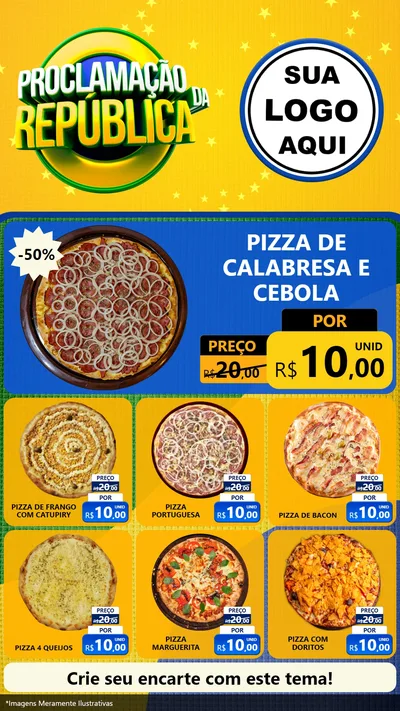 Modelo de Rede Social para Stories com o tema Proclamação da República para Pizzaria