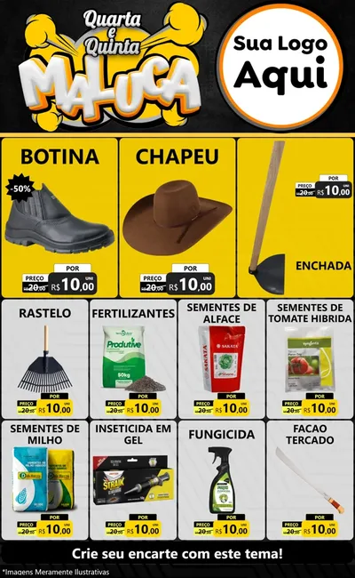 Modelo de Encarte para Encarte Grande com o tema Quarta e Quinta Maluca para Agropecuária