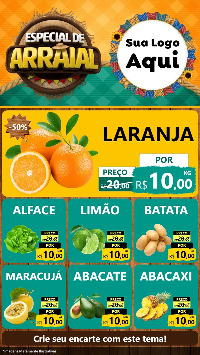 Modelo de Rede Social para Stories com o tema Especial De Arraial para Hortifrúti