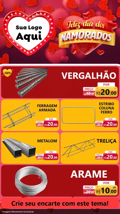 Modelo de TV para TV Vertical com o tema Feliz Dia Dos Namorados para Ferragens