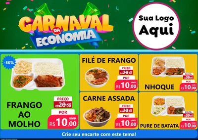 Modelo de Encarte para Encarte A4 Horizontal com o tema Carnaval da Economia para Restaurante