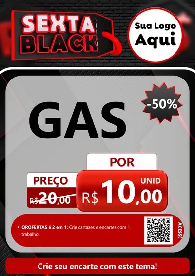 Modelo de Cartaz para Cartaz A4 Vertical com o tema Sexta Black para Água e gás