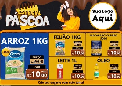 Modelo de Encarte para Encarte A4 Horizontal com o tema Especial Páscoa para Supermercado