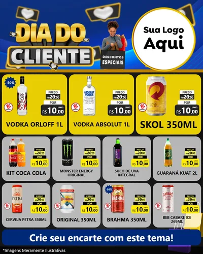 Modelo de Rede Social para Feed Instagram com o tema Dia Do Cliente para Distribuidora de bebidas