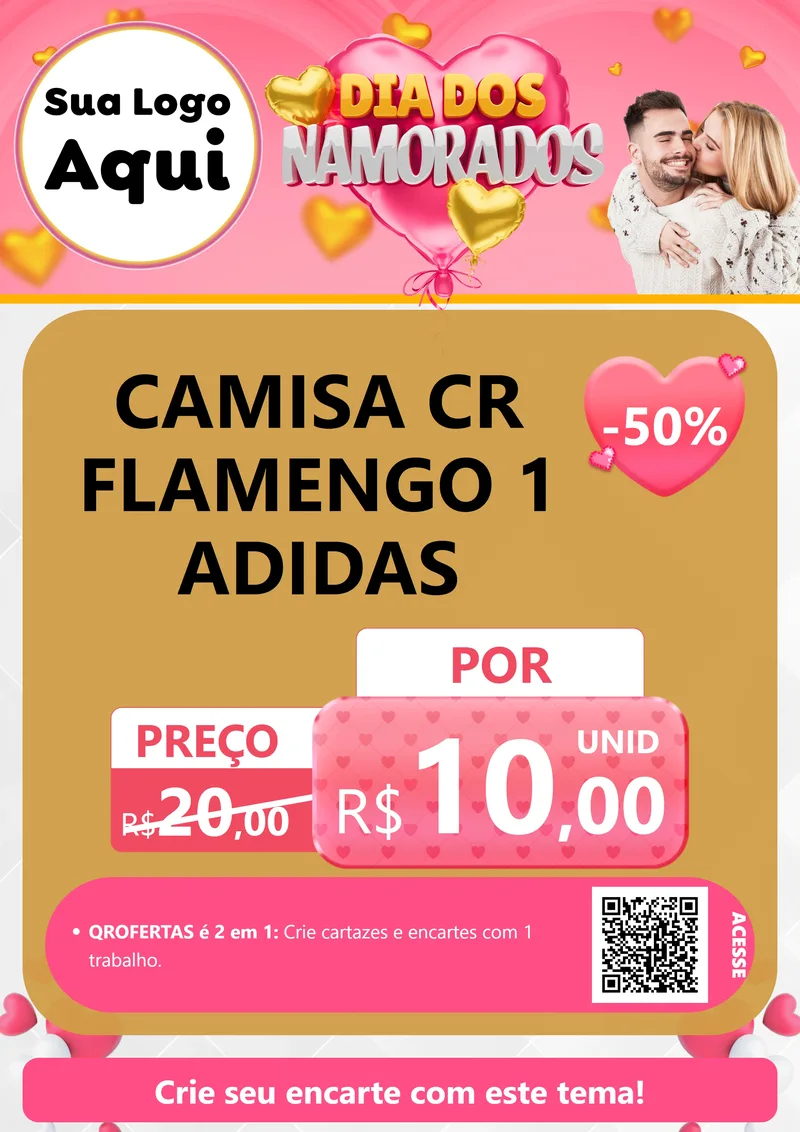 Modelo de Cartaz para Cartaz A4 Vertical com o tema Dia dos Namorados para Roupas e acessórios