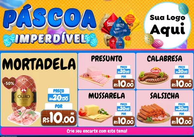 Modelo de Encarte para Encarte A4 Horizontal com o tema Páscoa Imperdível para Frios e Laticínios