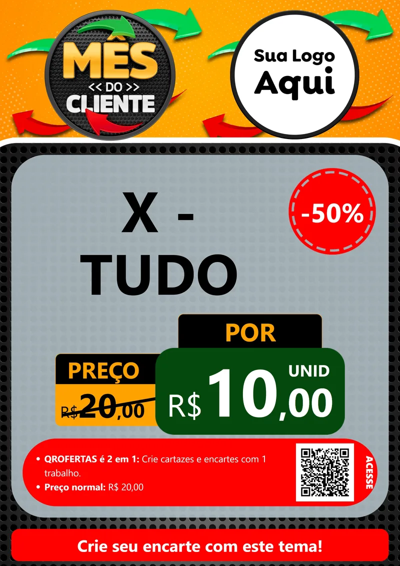 Modelo de Cartaz para Cartaz A4 Vertical com o tema Mês do Cliente para Hamburgueria