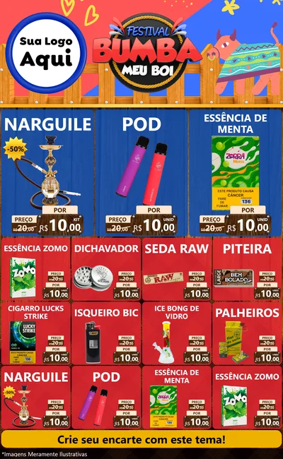 Modelo de Encarte para Encarte Grande com o tema Festival Bumba Meu Boi para Tabacaria