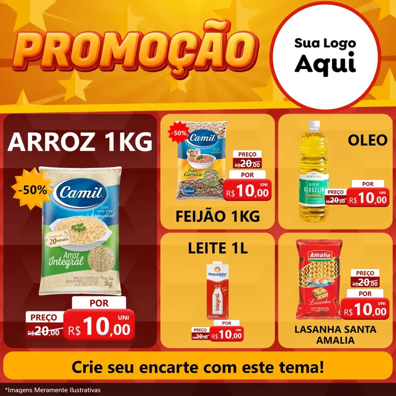 Modelo de Rede Social para Feed Facebook com o tema Promoção para Supermercado
