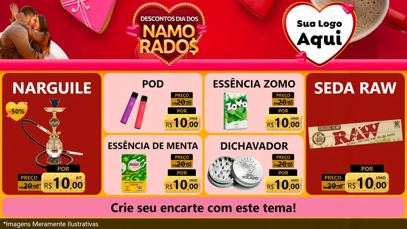 Modelo de TV para TV Horizontal com o tema Descontos Dia dos Namorados para Tabacaria