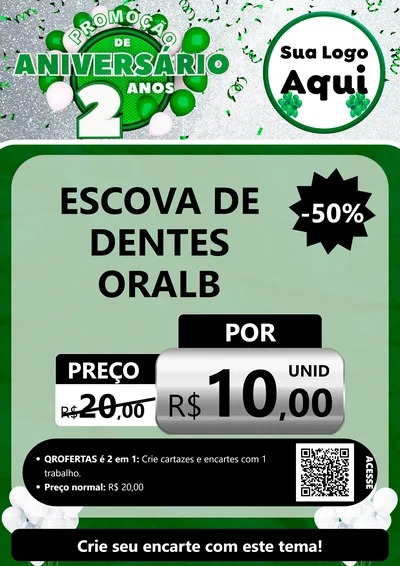 Modelo de Cartaz para Cartaz A4 Vertical com o tema Promoção de Aniversário - 2 Anos para Higiene Pessoal
