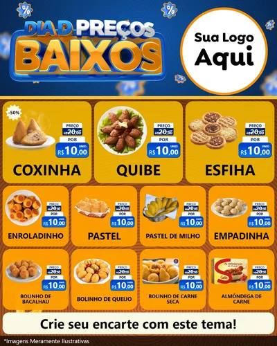 Modelo de Rede Social para Feed Instagram com o tema Dia D Preço Baixo para Salgadaria