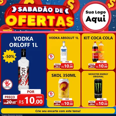 Modelo de Rede Social para Feed Facebook com o tema Sabadão de Ofertas para Distribuidora de bebidas
