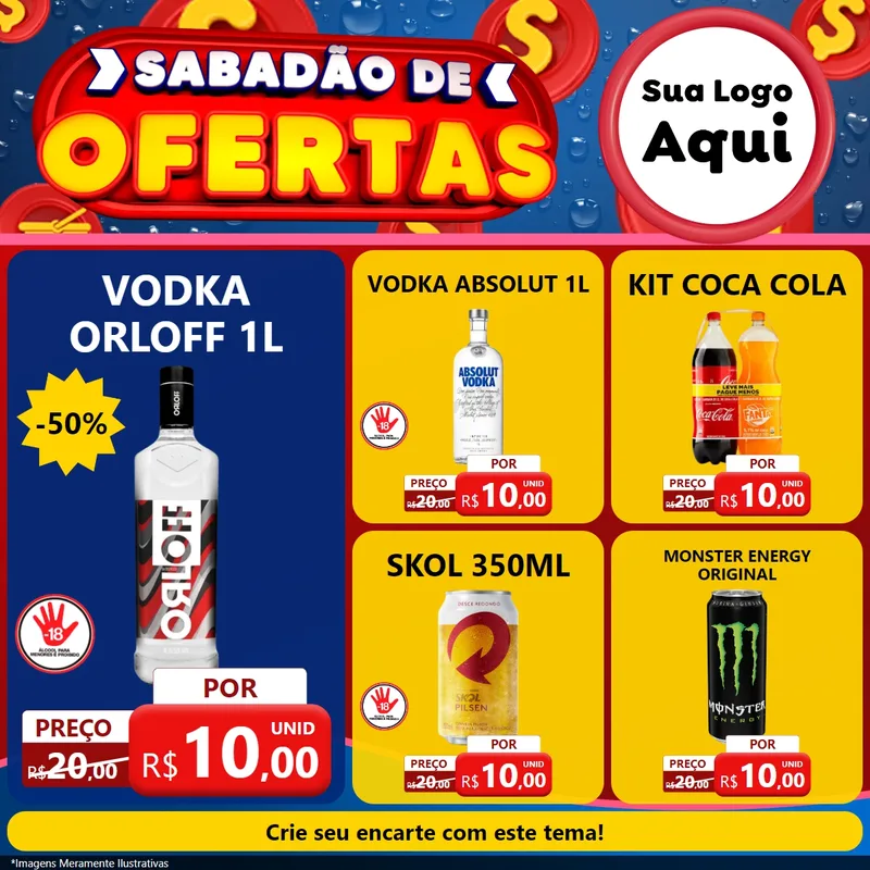 Modelo de Rede Social para Feed Facebook com o tema Sabadão de Ofertas para Distribuidora de bebidas