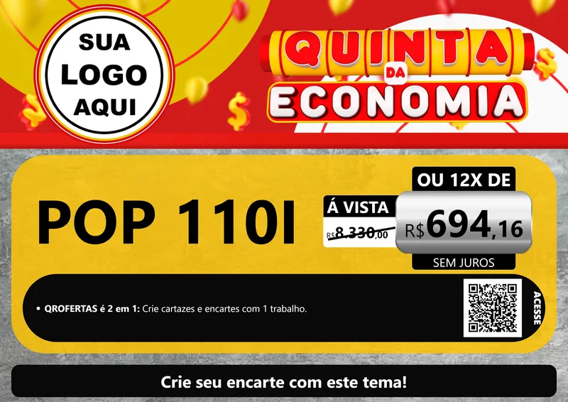 Modelo de Cartaz para Cartaz A4 Horizontal com o tema Quinta da Economia para Concessionaria de Motos