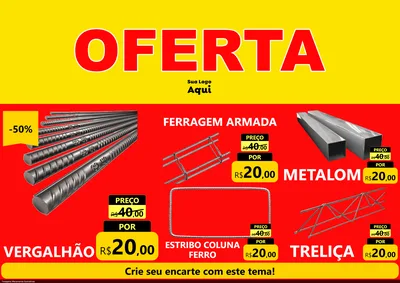 Modelo de Encarte para Encarte A4 Horizontal com o tema OFERTA - Vermelho Cartaz para Ferragens