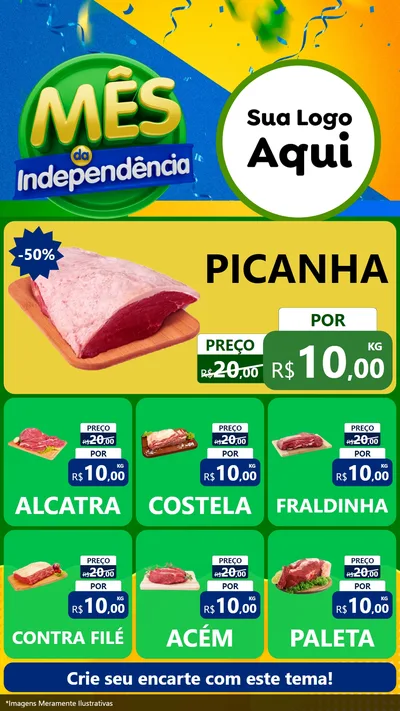 Modelo de Rede Social para Stories com o tema Mês da Independência para Açougue