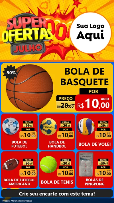Modelo de Rede Social para Stories com o tema Super Ofertas Julho para Artigos Esportivos