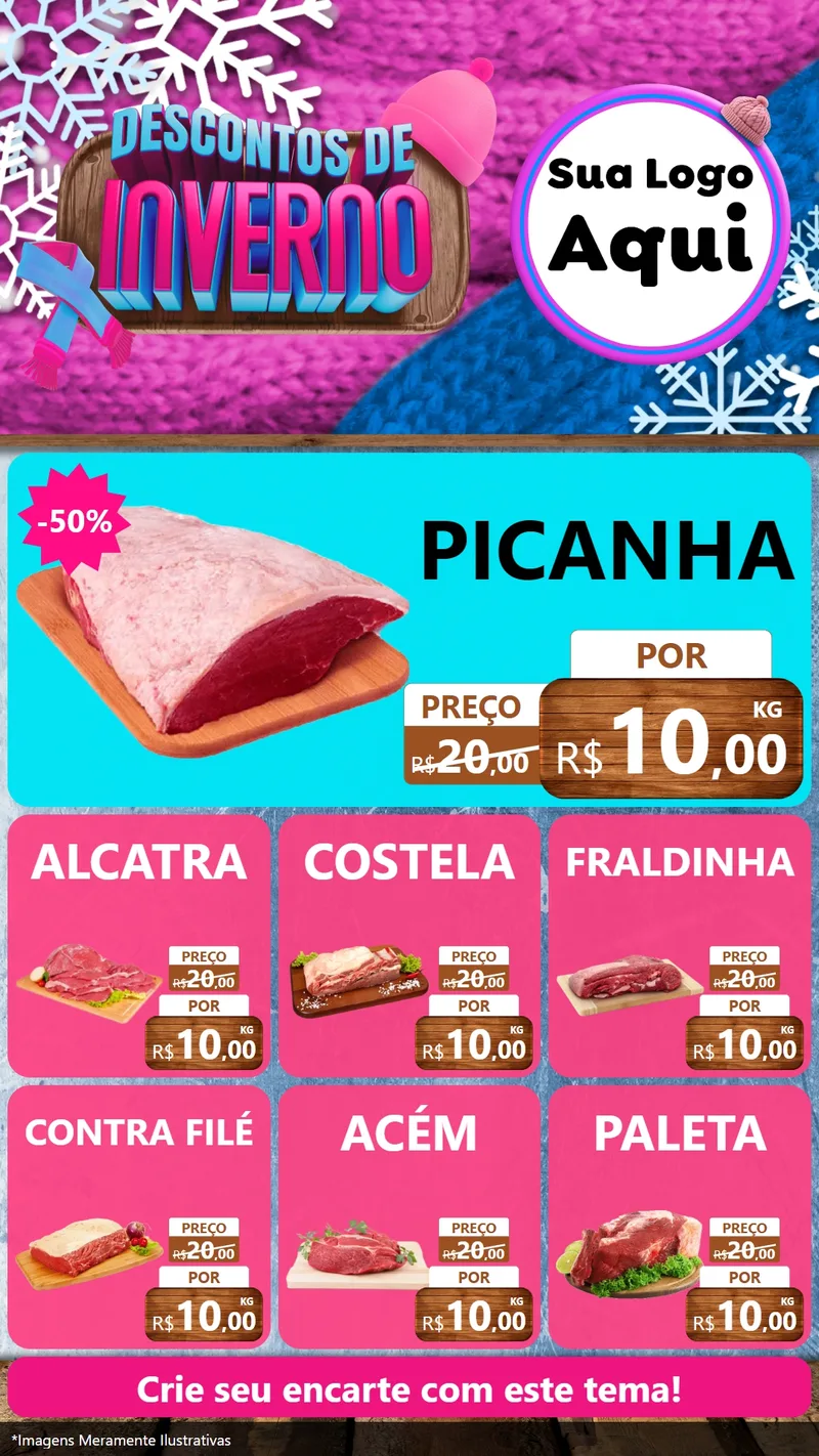 Modelo de Rede Social para Stories com o tema Descontos de Inverno para Açougue