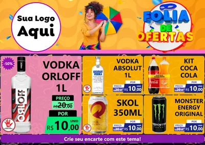 Modelo de Encarte para Encarte A4 Horizontal com o tema Folia de Ofertas para Distribuidora de bebidas