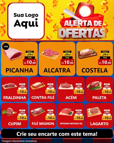 Modelo de Rede Social para Feed Instagram com o tema Alerta de Ofertas para Açougue