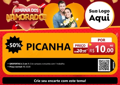 Modelo de Cartaz para Cartaz A4 Horizontal com o tema Semana dos Namorados para Açougue