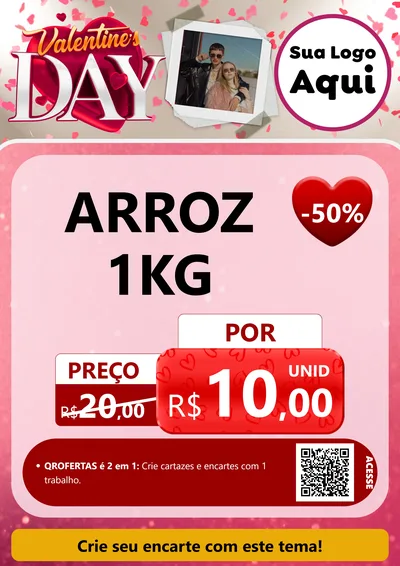 Modelo de Cartaz para Cartaz A4 Vertical com o tema Valentine's Day para Supermercado