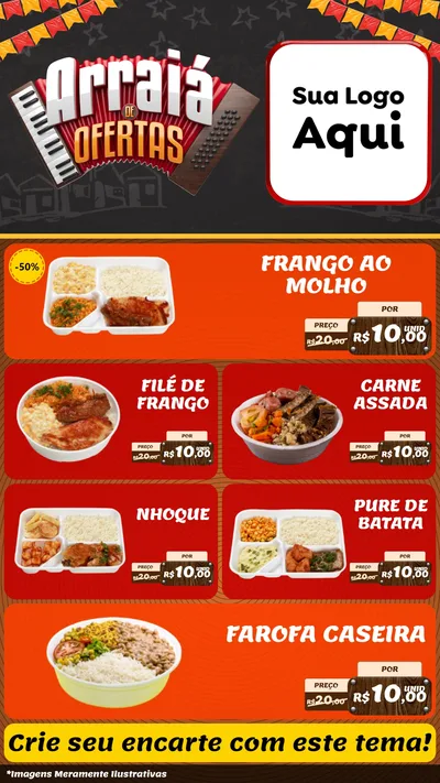Modelo de TV para TV Vertical com o tema Arraiá de Ofertas - Junina para Restaurante
